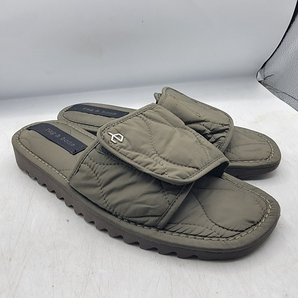 Rag & Bon Eira Slides Womens 8.5 Moss Green Slippers Casual Outdoors Walking